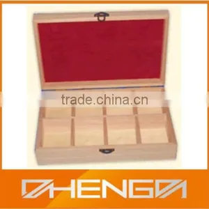 Hot!!! Customized China Manufacturer Pine Wood Natural 8 Compartment Tea Box For VIP Gift(ZDW13-024) thumbnail-1