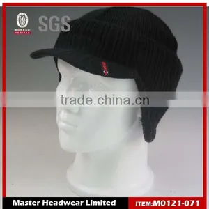 Knitted Winter Beanie Hat With Bill thumbnail-1