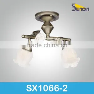 SX1066-2 Hot Sale New Style Anquite Silver Color Wrought Iron With Ceramic Flower Decorative Ceiling Light/Indoor Lamp thumbnail-1