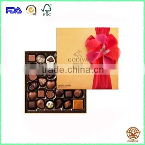 Custom Logo Chocolate Cardboard Box With Silk Ribbon thumbnail-1
