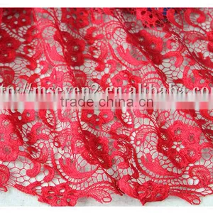 New Design Embroidered Pattern Red Polyester African Lace Fabrics for Dress thumbnail-4