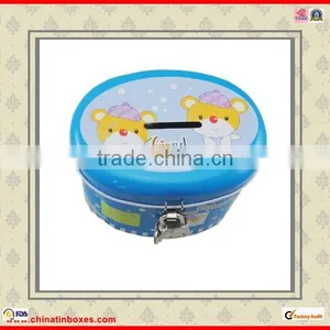 High Quality With Lock Round Saving Tin Box thumbnail-4