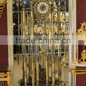 Antique Copper Clock With Crystal Column, 19th Century French Gilded Bronze Clock thumbnail-4