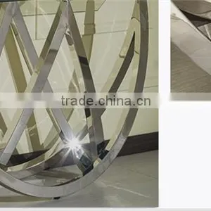 Special Shape Tempered Glass Top Console Table Set With Stainless Steel Base For Home Use thumbnail-2
