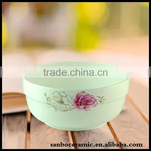 Chaozhou Supplier Stocked Wholesale 6.69 Inch White Ceram Bowls With Flower Decal Household Bowls thumbnail-1