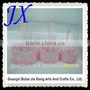 Paper Rope Beads Hanging Adorn Article Basket With Handle thumbnail-1