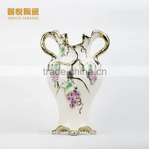 Stock Golden Vase Ceramic Dinner Plate With Grape Design Ceramic Plates Dishes thumbnail-1
