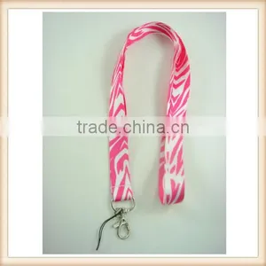 Pink & White Zebra Animal Printed Neck Lanyard Strap Mobile Phone ID Keychain thumbnail-1