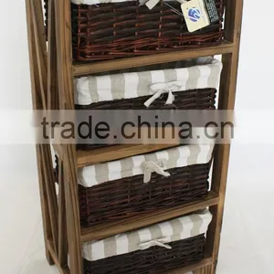 Living Room Cabinet With Woven Basket Wicker Basket Cabinet thumbnail-1