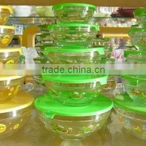 Color Printing 5pcs Glass Bowl Set With Plastic Lid thumbnail-1