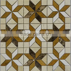 MM-CV304 Best Sell Bathroom Natural Stone Beige Marble Flower Pattern Flooring Mosaic Tile thumbnail-1