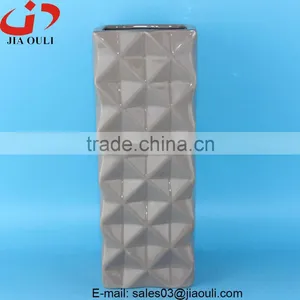 Geometry Patterned Vase Ceramic Tall Vase Grey Glazed thumbnail-1