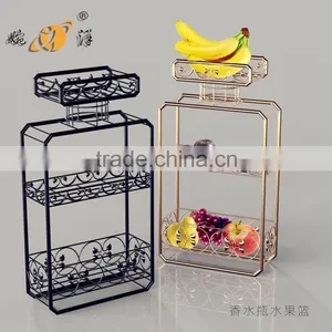 2016 Kitchen Storage Organizer Hot Sale Metal Hanging 3 Tier Fruit Basket Stand thumbnail-3