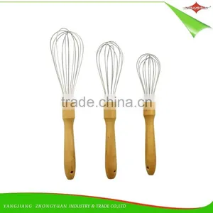 ZY-C1035 8 Inch Stainless Steel Head Egg Whisk Rubber Wood Handle Egg Beater thumbnail-4