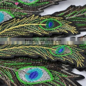 Hot Sale Pretty Peacock Feather Embroidery Patch Fabric Craft WEF-019 thumbnail-5