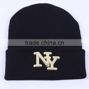 Fashion Hot Drilling CC Winter Beanies With Rhinestone thumbnail-2