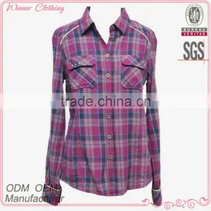 New Popular 2016 Women Shirt Latest Long Sleeve Fit Plaid Cotton Shirt Summer Spring Fall Fashion Grid Shirt thumbnail-1