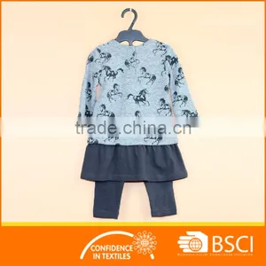Baby Clothes AOP Horses Cashmere Kids Girls Tops With Skirt Hem +Legging,Clothing Set thumbnail-2