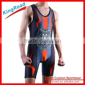 OEM Cheap and Professional Low Cut Custom Made Wrestling Singlet for Sale thumbnail-1