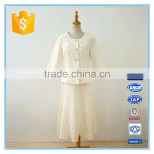Ladies Formal Mesh Suits Embroidery White Elegant Blouse And Skirt Sets thumbnail-1