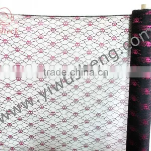 Hot Pink Skull Halloween Polyester Tutu Tulle Fabric Roll, 6"x100yd (60"x100YD) Halloween Black Lace Tutu Skirt Material, thumbnail-1