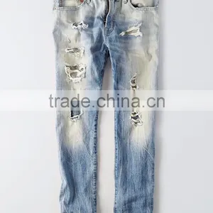 Wholesale Latest Design Straight Slim Fit Urban Star Damaged Ripped Washed Jeans for Men Jeans Pants Holesale Direct Factory thumbnail-5