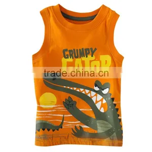 Boys Crocodile Printed Cartoon t Shirts Children's Sleeveless Tops thumbnail-1