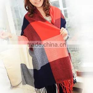 Latest Over Size Big Fringe Women Plaid Pashmina Shawl Scarf thumbnail-2