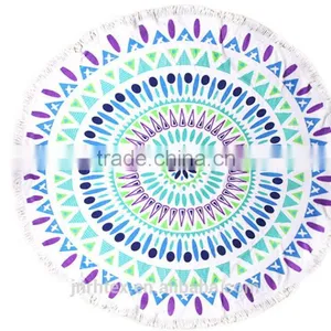 Cotton Custom Reactive Printed Round Beach Towel thumbnail-2