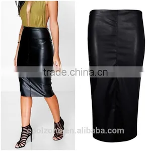 Latest OEM Service Leather Look Women Midi Skirt,fashion Lady Skirt 2016 thumbnail-1