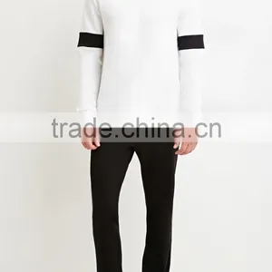 High Quality Black White Colorblocked Cotton-Blend Mens Collar Sweatshirt thumbnail-4