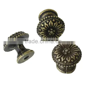 Custom Antique Bronze Flower Pattern Carved Mushroom Shape Jewelry Box/Case Drawer Pull Knob Handles thumbnail-4
