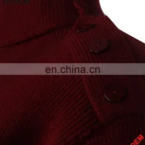 Winter Turtleneck Buttons on Shoulder Pullover Cashmere Sweater thumbnail-6