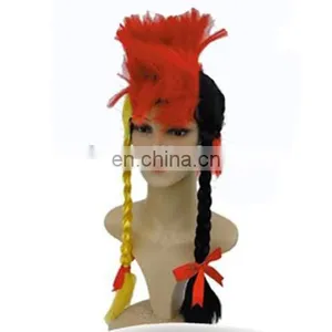 MCW-0386 Party Masquerade Synthetic Long Braids Women Yellow Red Black Punk Wig thumbnail-1