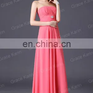 Grace Karin Sexy Strapless Backless Chiffon Long Bridesmaid Dresses CL3133-1 thumbnail-2