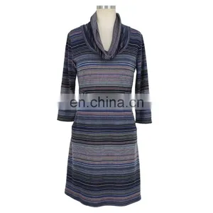 Maple Leaf Print Cowl Neck Autumn Dress Guangzhou Clothing thumbnail-5