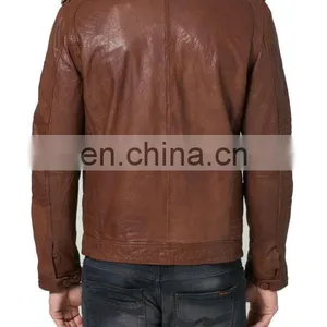 Men High Quality Leather Jean Pocket Jacket thumbnail-2