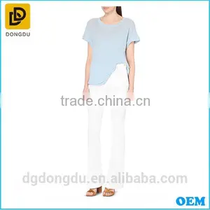 Customized Comfortable Round- Neck T Shirt for Women Design Linen T Shirt thumbnail-2