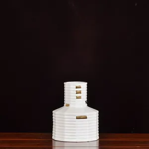 Modern Simple Gild Coral Fashion Fresh White Ceramic Vase For Showroom Club Decor thumbnail-1
