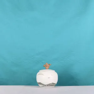 Chinese Modern Simple Landscape Elegant Ceramic Vase With Lid For Hotel Office Decor thumbnail-4
