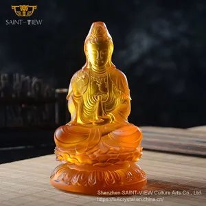 2022 Latest New Design Crystal Art Liuli Kwan Yin Female Buddha Statue Accept Custom Size thumbnail-1