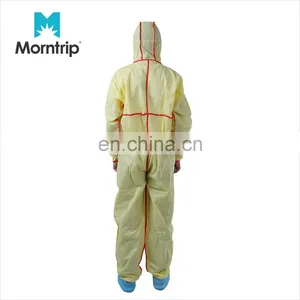 Manufacture Customized 3 Panel Hood Storm Flap With Adhesive Tape Non Woven SMS Microporous Coverall With Bound Seams thumbnail-5