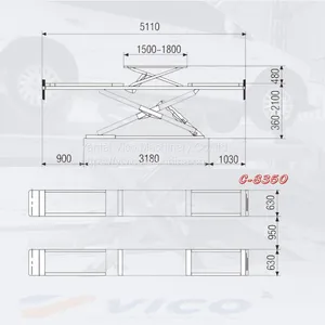 5T / In-Ground Heavy Duty Hydraulic Scissor Jack Car Lift Machine For Parking Garage V-JSZM-D-8350 thumbnail-2