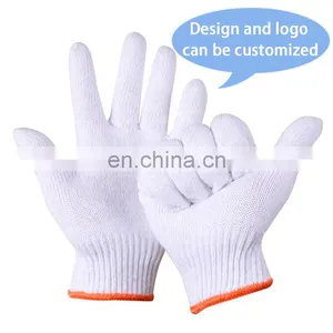 High Quality Cheap Labor Protection Gardening Durable Safety Work White Knitted Cotton Gloves thumbnail-1