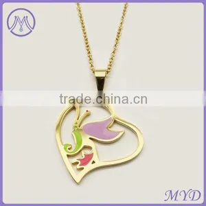 Stainless Steel Gold Plating Angel Wing Key Pendant Necklace thumbnail-6