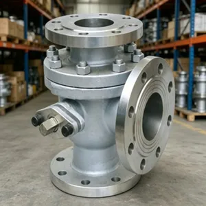 Stainless Steel 316 Marine DIN Flanged 3-Way Ball Valve With PTFE Seals thumbnail-1