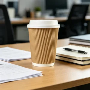 Eco-friendly Disposable Corrugated Hot Drink Cup for Cafe Takeaway thumbnail-2