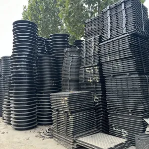 Customizable Heavy Ductile Iron Grating EN124 Manhole Cover Jingdong Model 600 for Road Sewer Black Durable Half Weight thumbnail-6