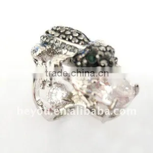 Fashion RH Crystal CZ Frog Animal Ring thumbnail-1