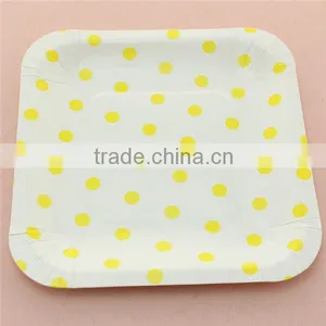 China Wholesale Fancy Dotted 7 Inch Square Paper Plates thumbnail-6